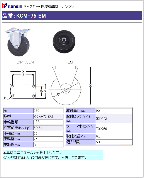 iV LX^[ KCM-75 EM Sԗ ڍ