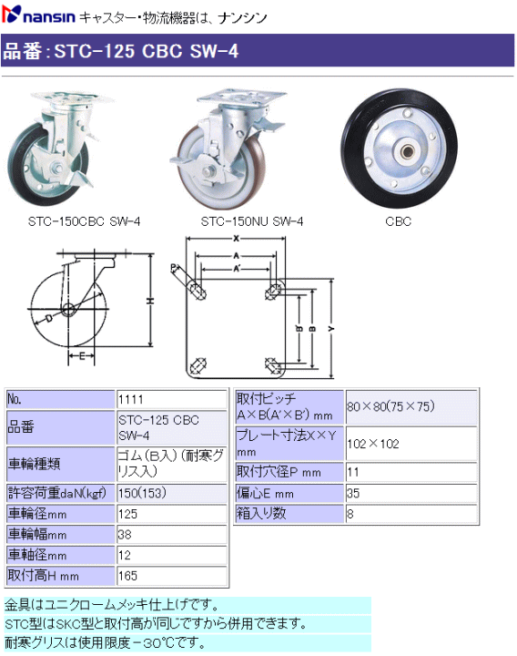 iV LX^[ STC-125 CBC SW-4 E^(xAO)ԗ Xgbp[t ڍ
