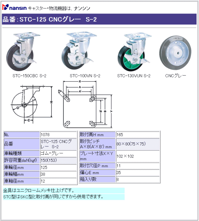 iV LX^[ STC-125 CNCO[ S-2 Sԗ Xgbp[t ڍ