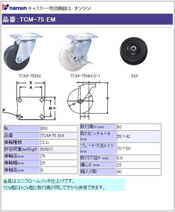 iV LX^[ TCM-75 EM Sԗ ڍ