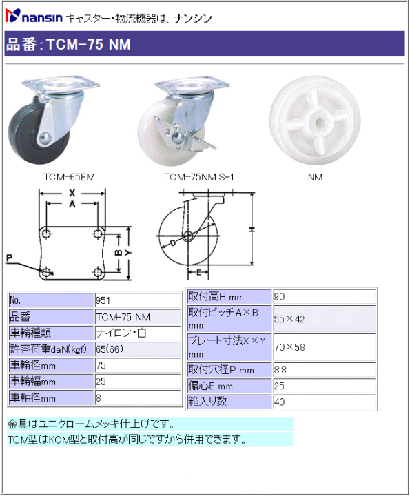 iV LX^[ TCM-75 NM iC()ԗ ڍ