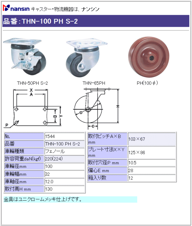 iV LX^[ THN-100 PH S-2 tFm[ԗ Xgbp[t ڍ