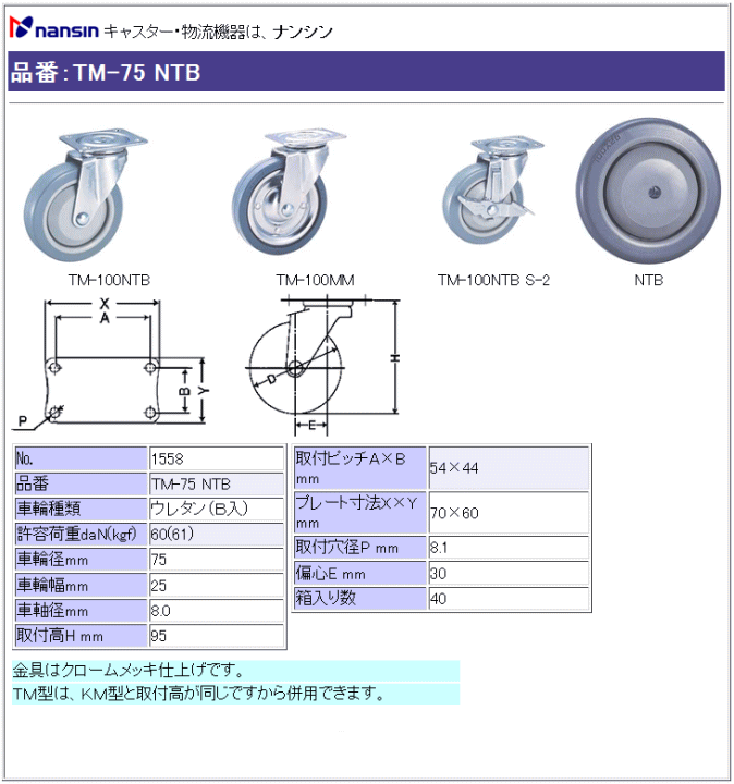 iV LX^[ TM-75 NTB E^ԗ ڍ