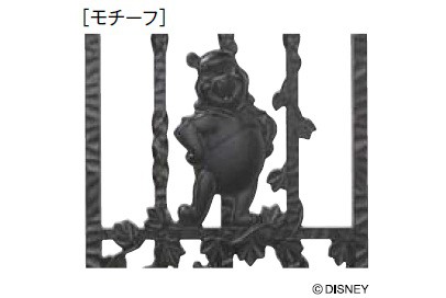 リクシル　新日軽　ディズニー門扉　角門柱式　プーさんB型　0610　片開き　ブラック