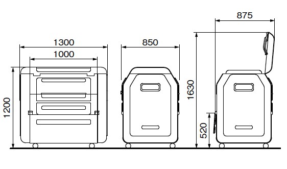 法人様限定　積水テクノ　ダストボックス　『ゴミ袋（45L）集積目安　『ゴミ収集庫』　SDB100H　21袋、世帯数目安　1000　10世帯』　ライトグレー