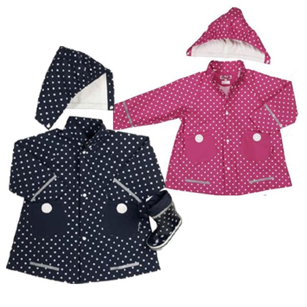 【playshoes】[粉色蓝色] [水玉圆点]雨衣(92,104,116,128厘米)-日本