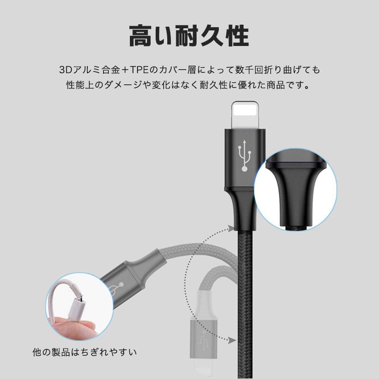 3in1ケーブル,ライトニングケーブル,Micro,USB,Type,C,ケーブル,Baseus,iPhone,充電ケーブル,3A急速充電,iPhone,8,8plus/7,7,plus/6,6s,plus/iPad/Macbook,1本3役,多機種対応,android