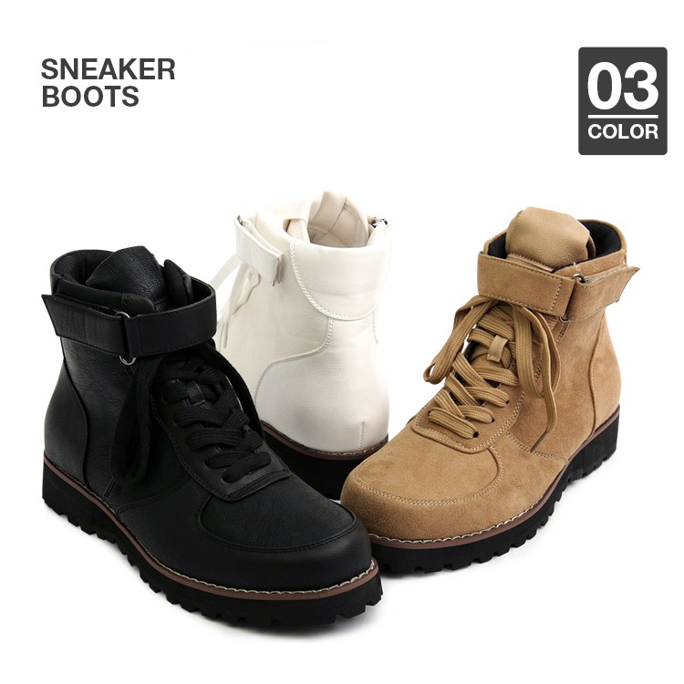 ハイカット,スニーカーブーツ,インサイドジップ,ブラック,メンズ,ストリートシューズ,ボリューム