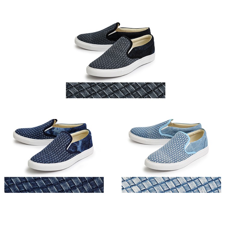 イントレチャートデニムスリッポン,メンズ,スニーカー,カジュアル,デニム,ブラック,編み込み