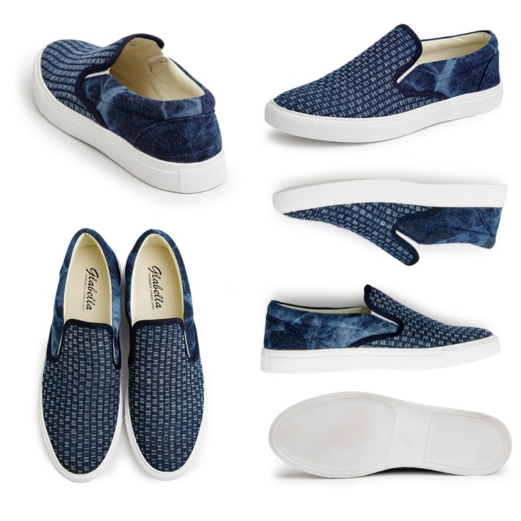 イントレチャートデニムスリッポン,メンズ,スニーカー,カジュアル,デニム,ブラック,編み込み