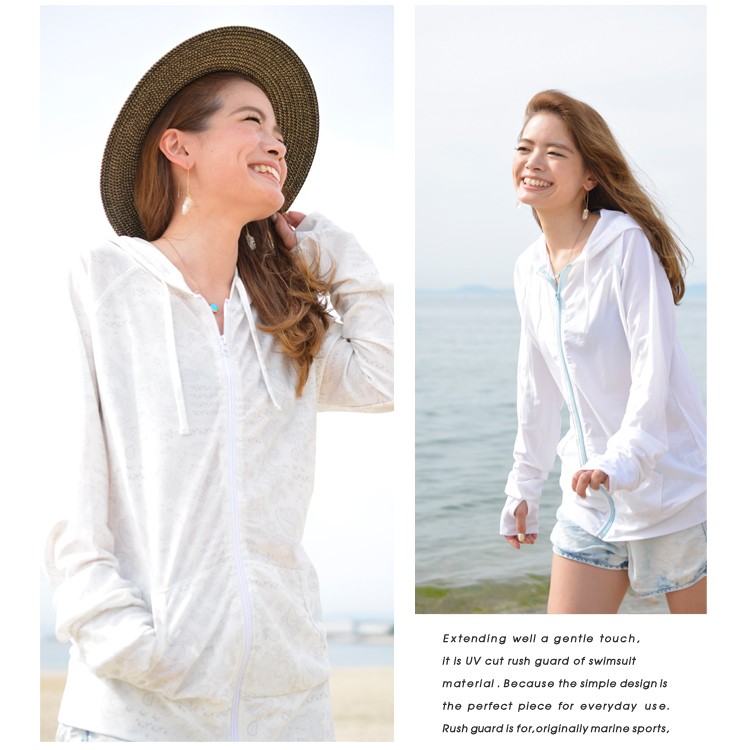 UVカット パーカー,レディース,ラッシュガード,パーカー ,ラッシュパーカー,体型カバー,日焼け対策,ボーダー,水着,ロング,ゆったり,海,迷彩,ボタニカル,ペイズリー,総柄