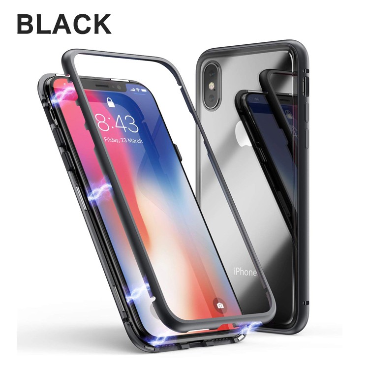 iPhone,XS,iPhoneXR,iPhoneXSMAX,iPhoneケース,マグネットケース,磁力,カバー,シンプル,BLACK,SILVER,Gold,ガラスケース,アルミ,コンパクト,クリアケース,側面カバー,iPhone,x,スカイケース