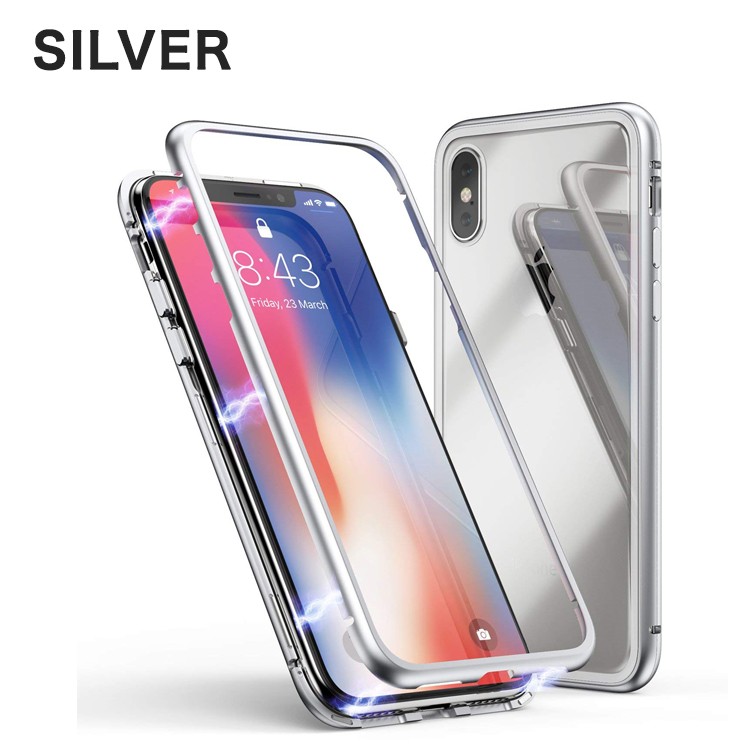 iPhone,XS,iPhoneXR,iPhoneXSMAX,iPhoneケース,マグネットケース,磁力,カバー,シンプル,BLACK,SILVER,Gold,ガラスケース,アルミ,コンパクト,クリアケース,側面カバー,iPhone,x,スカイケース