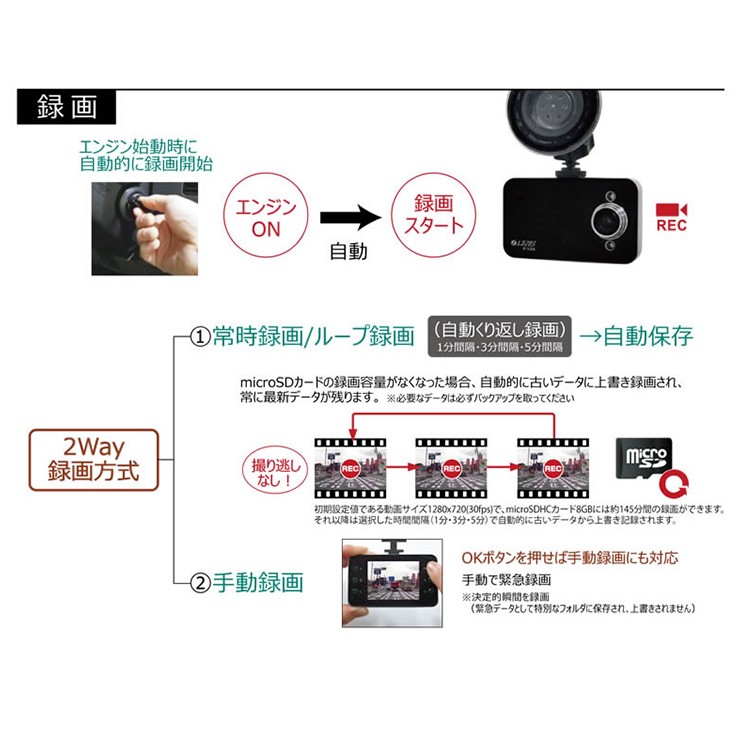 Prove ドライブレコーダー130万画素 CMOSセンサー搭載モデル P-V24