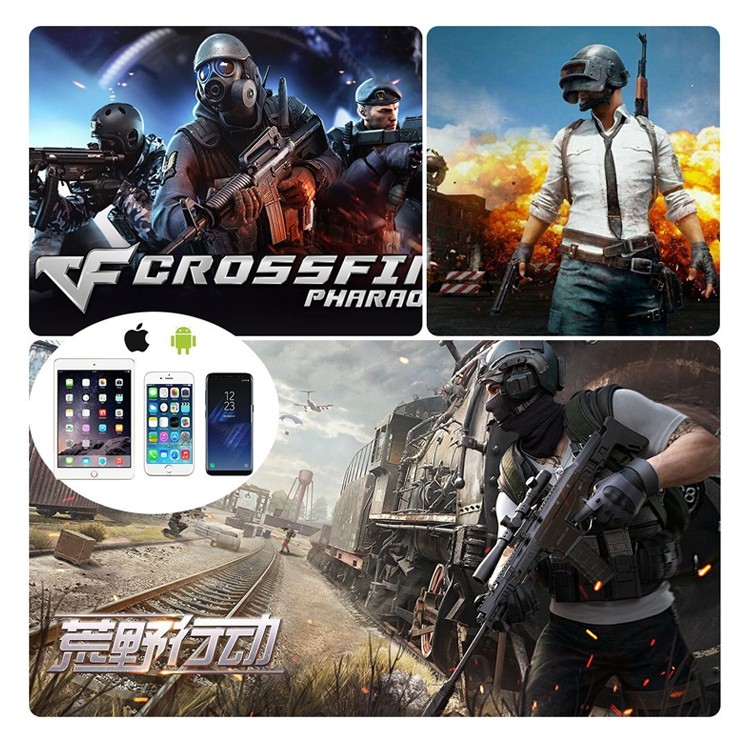 荒野行動,PUBG,コントローラー,スマホ,ゲームコントローラー,ゲームパッド,射撃用押し,高耐久ボタン,左右パッド２個セット,iPhone,Android対応