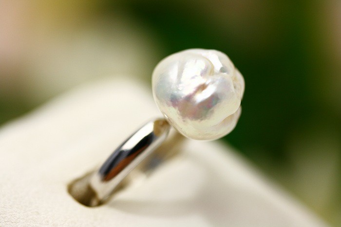 男女饰品,钟表 饰品(女性用) 戒指 珍珠 白蝶珍珠 sv制枠でリーズナブ