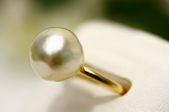 男女饰品,钟表 饰品(女性用) 戒指 珍珠 白蝶珍珠 手元にこの上ない