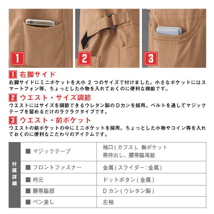 長袖つなぎ DENIMUNI デニム 金属ファスナー 帯電防止織物使用