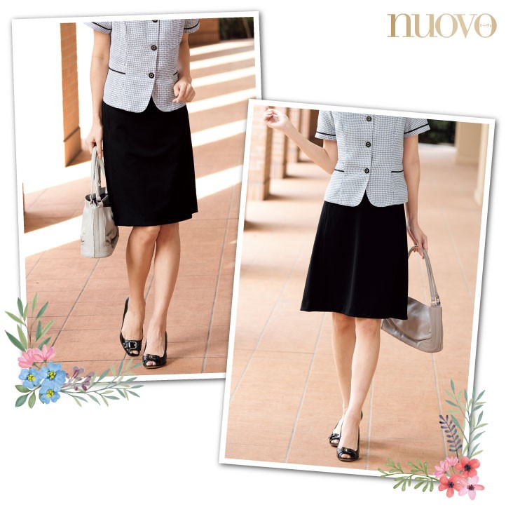 切替Aラインスカート レディース ひざ丈 ニット 制服 事務服 スーツ