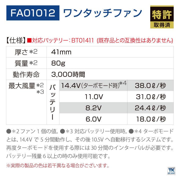 自重堂 空調服(R) ワンタッチ ファン バッテリー セット 大風量 14.4V