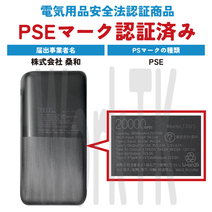 SOWA 20000mAh モバイルチャージャー USBケーブル デバイス モバイル